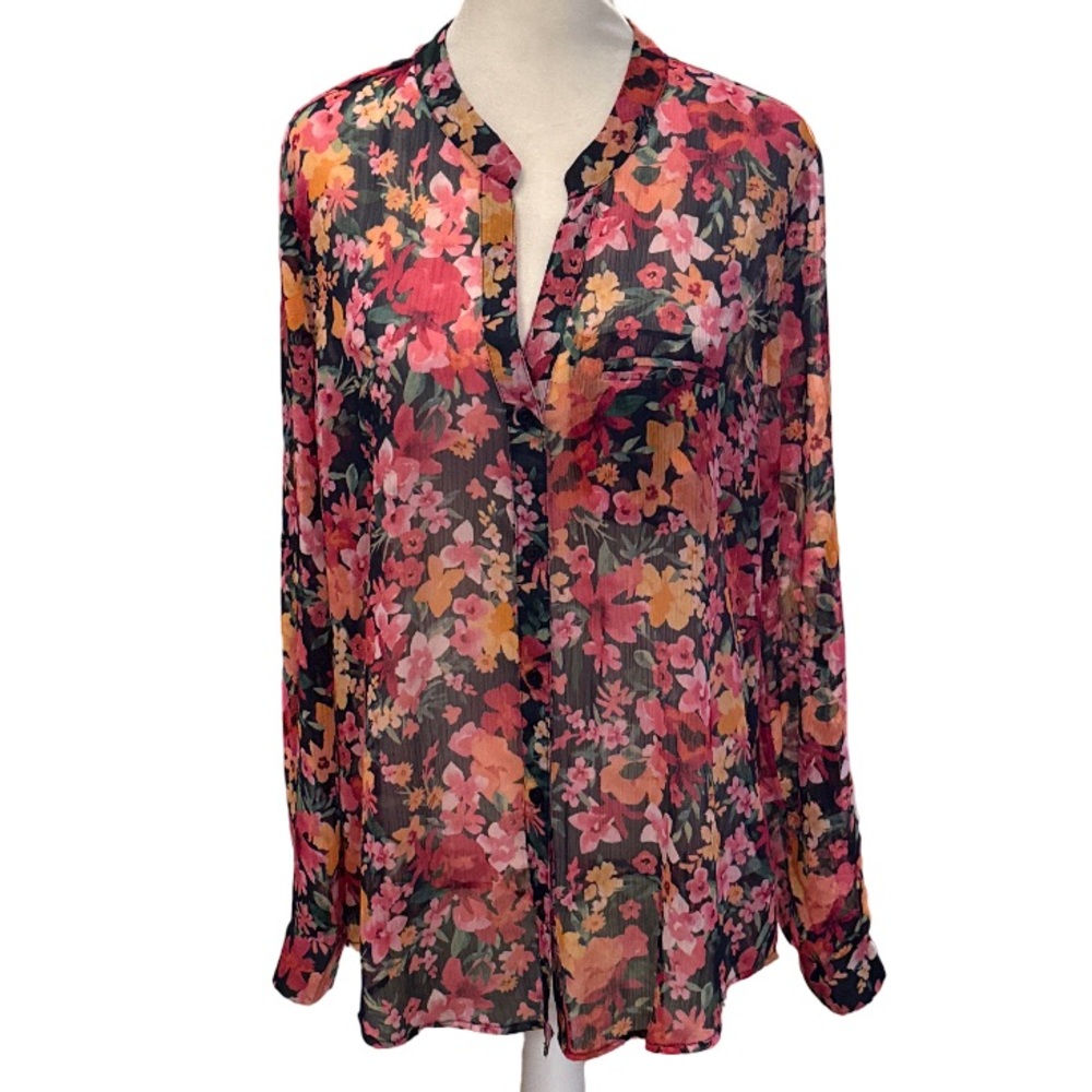 4/$30 Kut from the Kloth Floral Blouse - Black and Pink size large